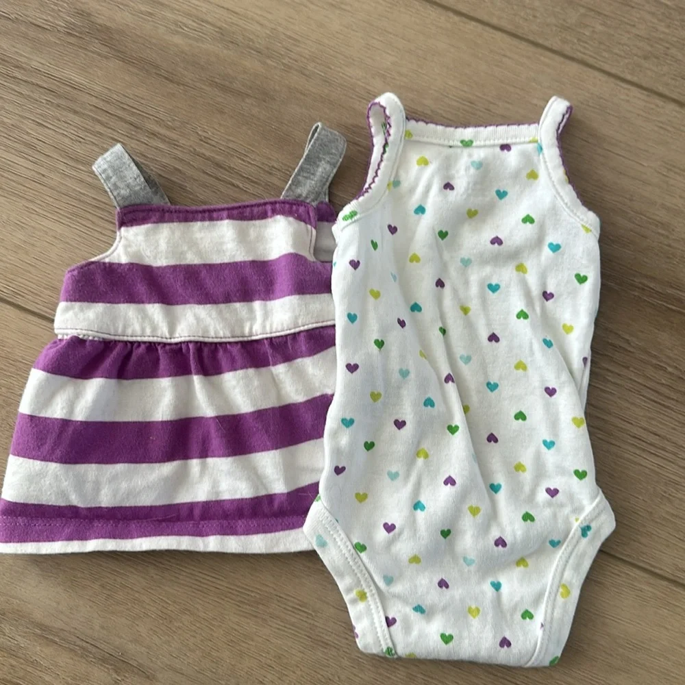 Carters newborn set purple blue green hearts stripes NB